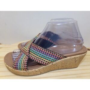 Skechers Beverlee Wedge Sandals 38554 Womens‎ Multicolor Size 8.5 Cork Wedge NEW